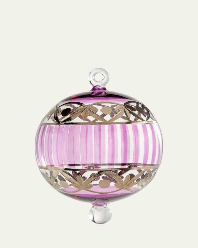 Clear Ball Christmas Ornament with Purple and Platinum Details